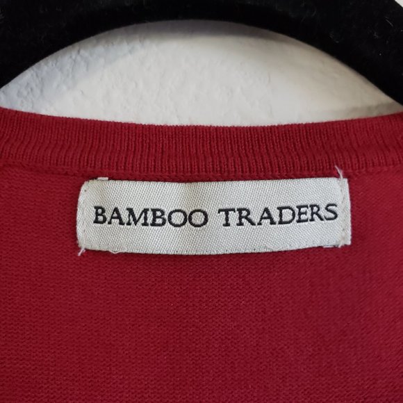 Bamboo Traders Burgundy Womens Cardigan fitted waist  3/4" Sleeve Size Small - Picture 6 of 11